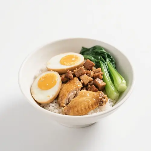 雞中翼肉丁雙蛋飯